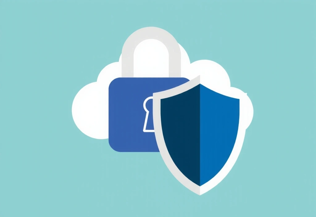 Illustration eines Schlosses und eines Schildes, die Datenschutz symbolisieren